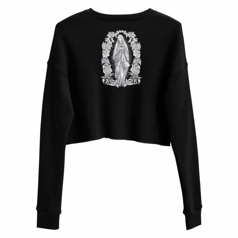 Blessed Mother Black Crop Sweatshirt